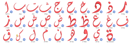 Arabic Alphabit , Aldahabi Font ,29 Letters Ready for Embroidery Machines