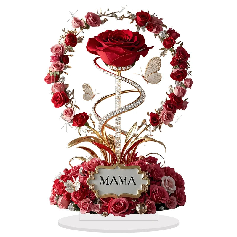 Red Roses Flat Elegant Desk Decora Filial Child to Mother Gifts