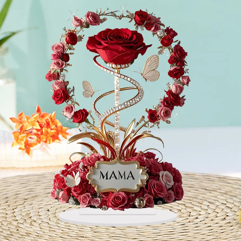 Red Roses Flat Elegant Desk Decora Filial Child to Mother Gifts