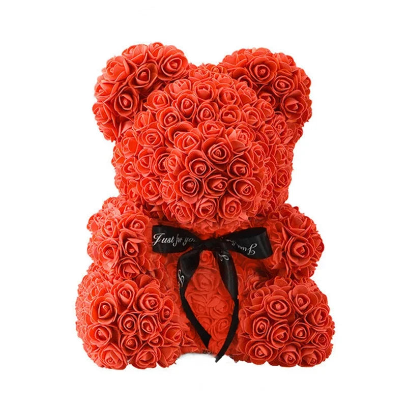 25/40cm Rose Bear Heart Artificial Flower Rose Teddy Bear for Women Valentine Wedding Birthday Christmas Gift DropShipping